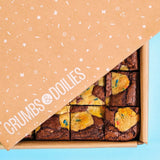 Birthday Brookie with chocolate brownie, funfetti cookie dough, and caramelised white chocolate chunks from Crumbs & Doilies.